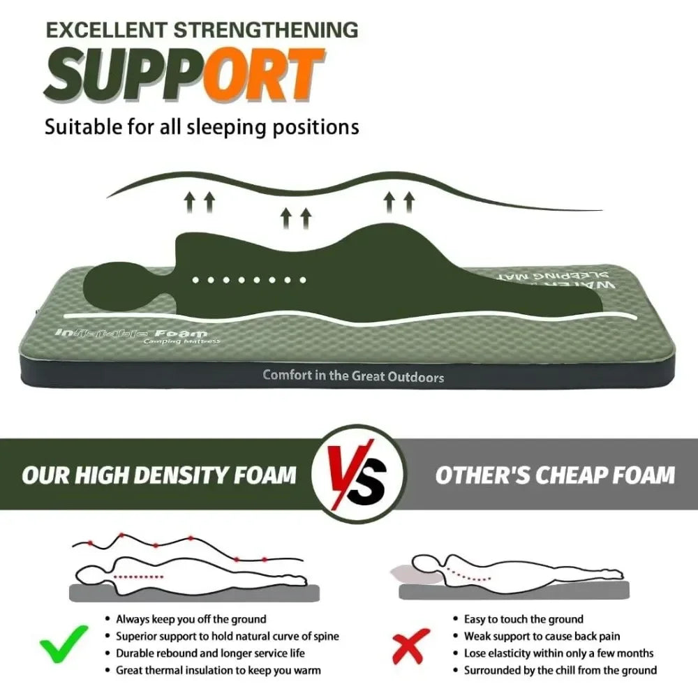 Self Inflating Sleeping Pad with Pump Sack with Memory Foam Sleeping Mat for Camping