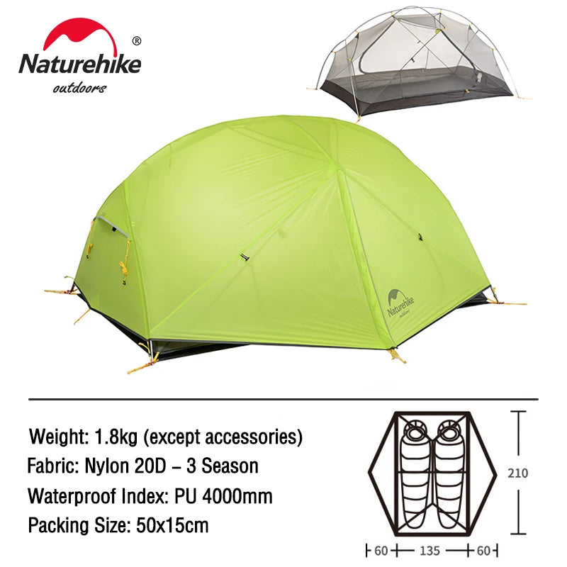 2 Person 20D Ultralight Outdoor Camping Tent