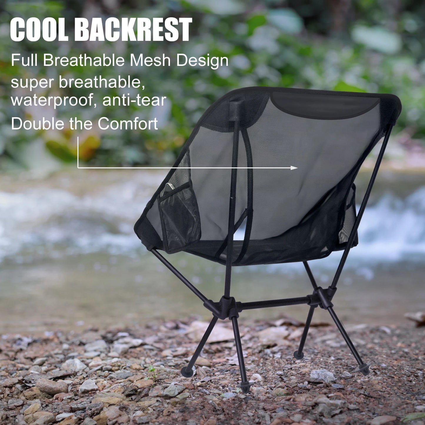 2 Pack Netting Foldable Camping Chairs