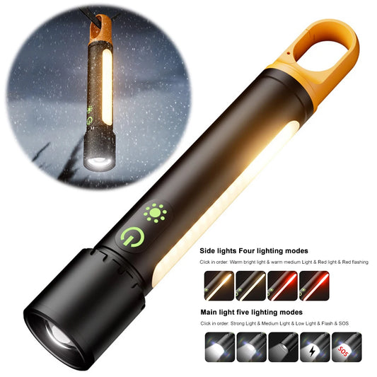 10W LED Camping Powerful Flashlight with Side Light