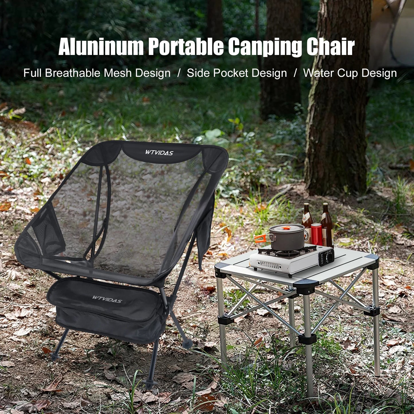 2 Pack Netting Foldable Camping Chairs