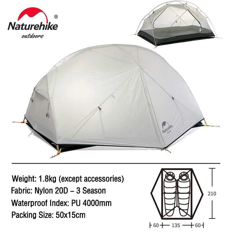 2 Person 20D Ultralight Outdoor Camping Tent